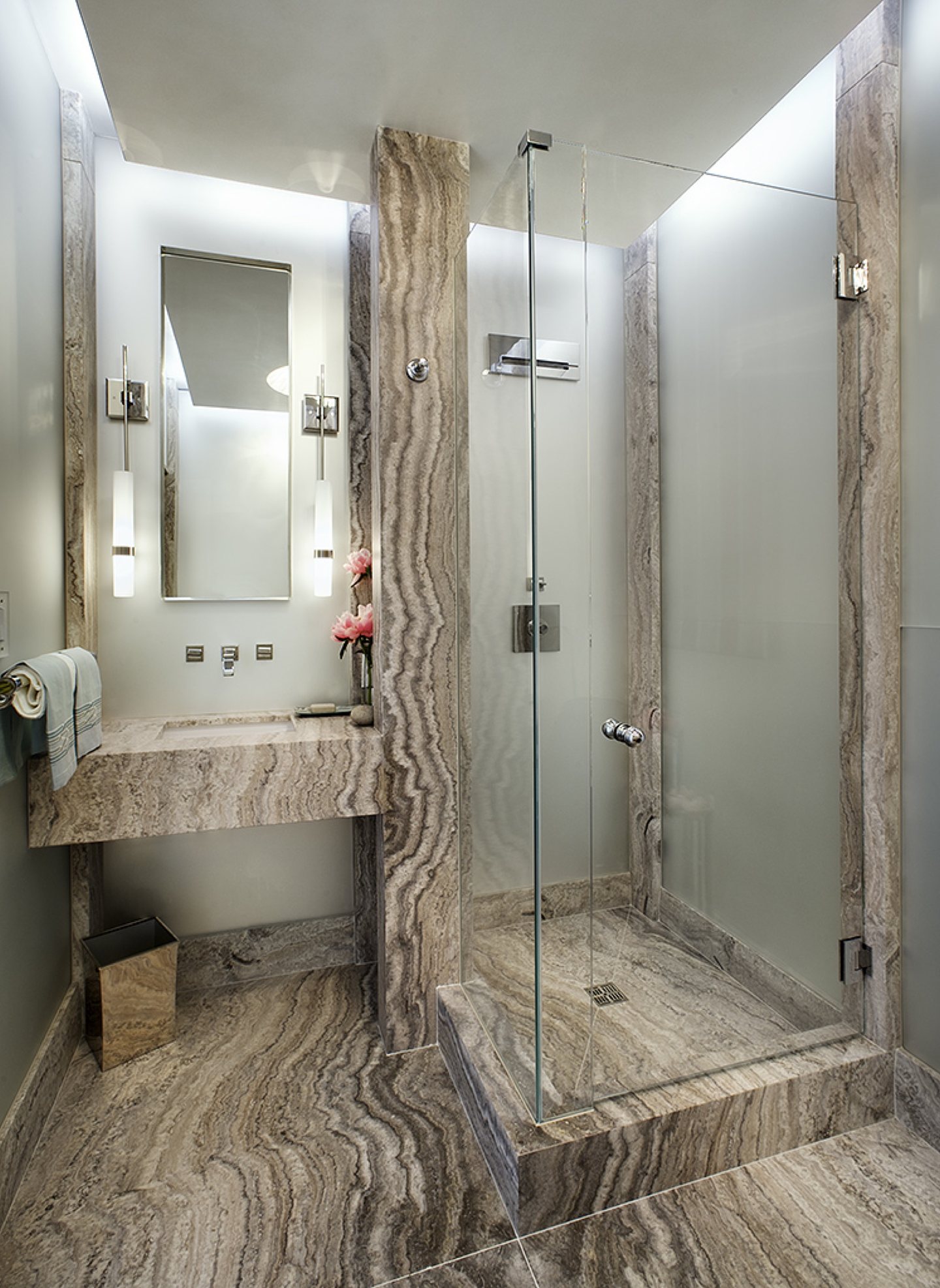 Travertine Bath & Powder Room — view 1