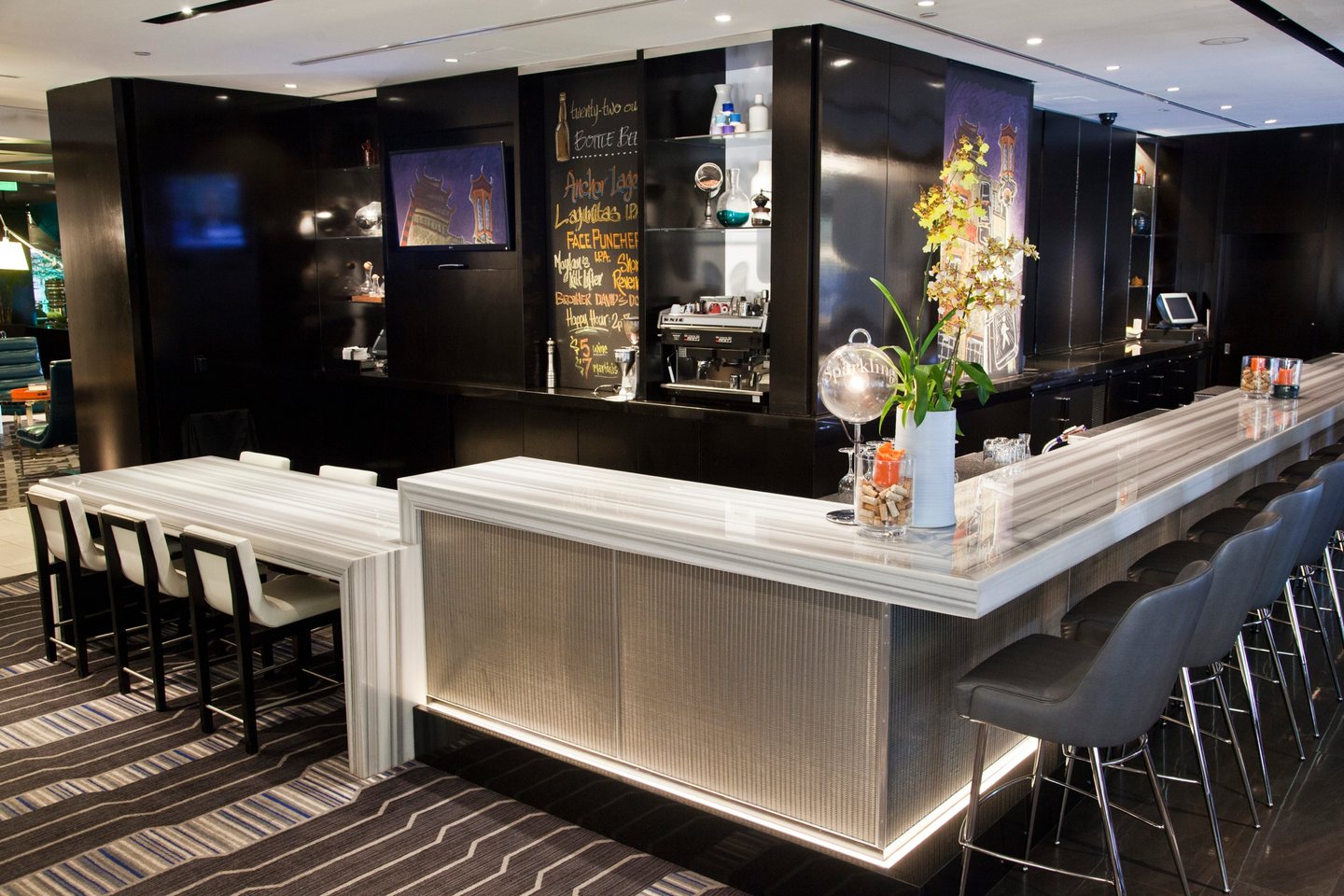 Le Meridien — illuminated stone bar