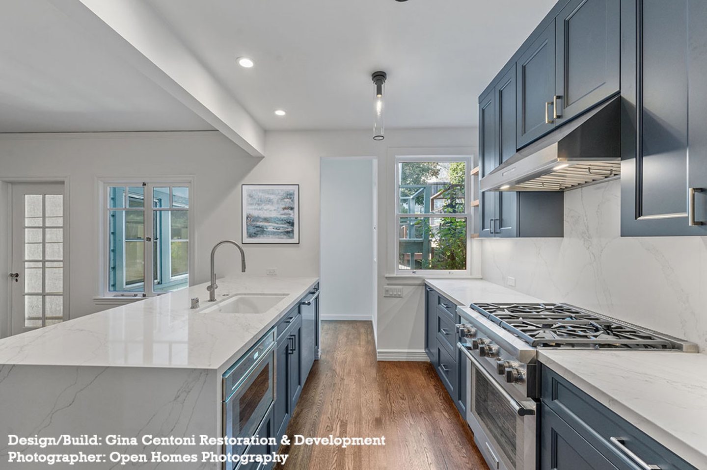 Kitchen island with waterfall edge — view 1
