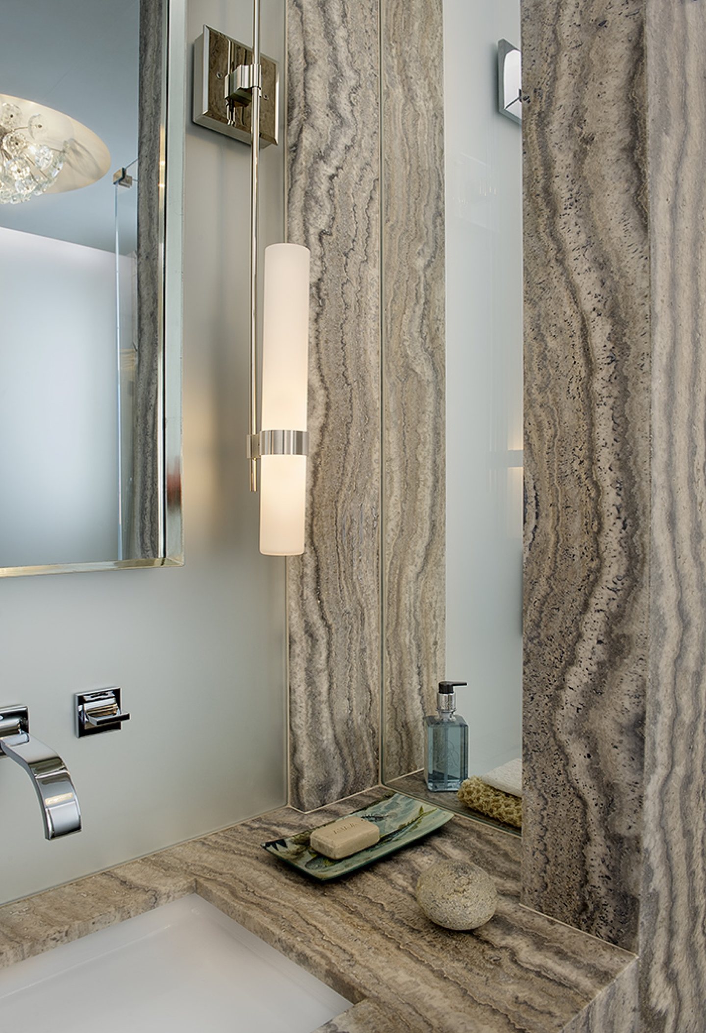 Travertine Bath & Powder Room — view 3