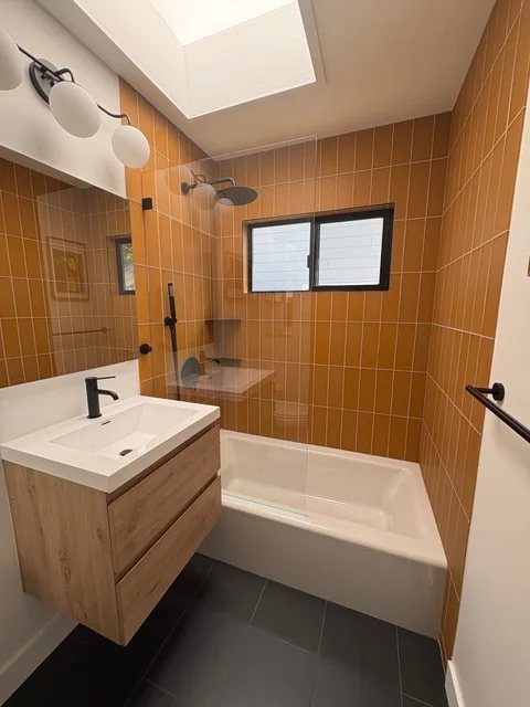 Mill Valley bathroom — Falcon tile vanity and twin showers in Mill Valley, CA